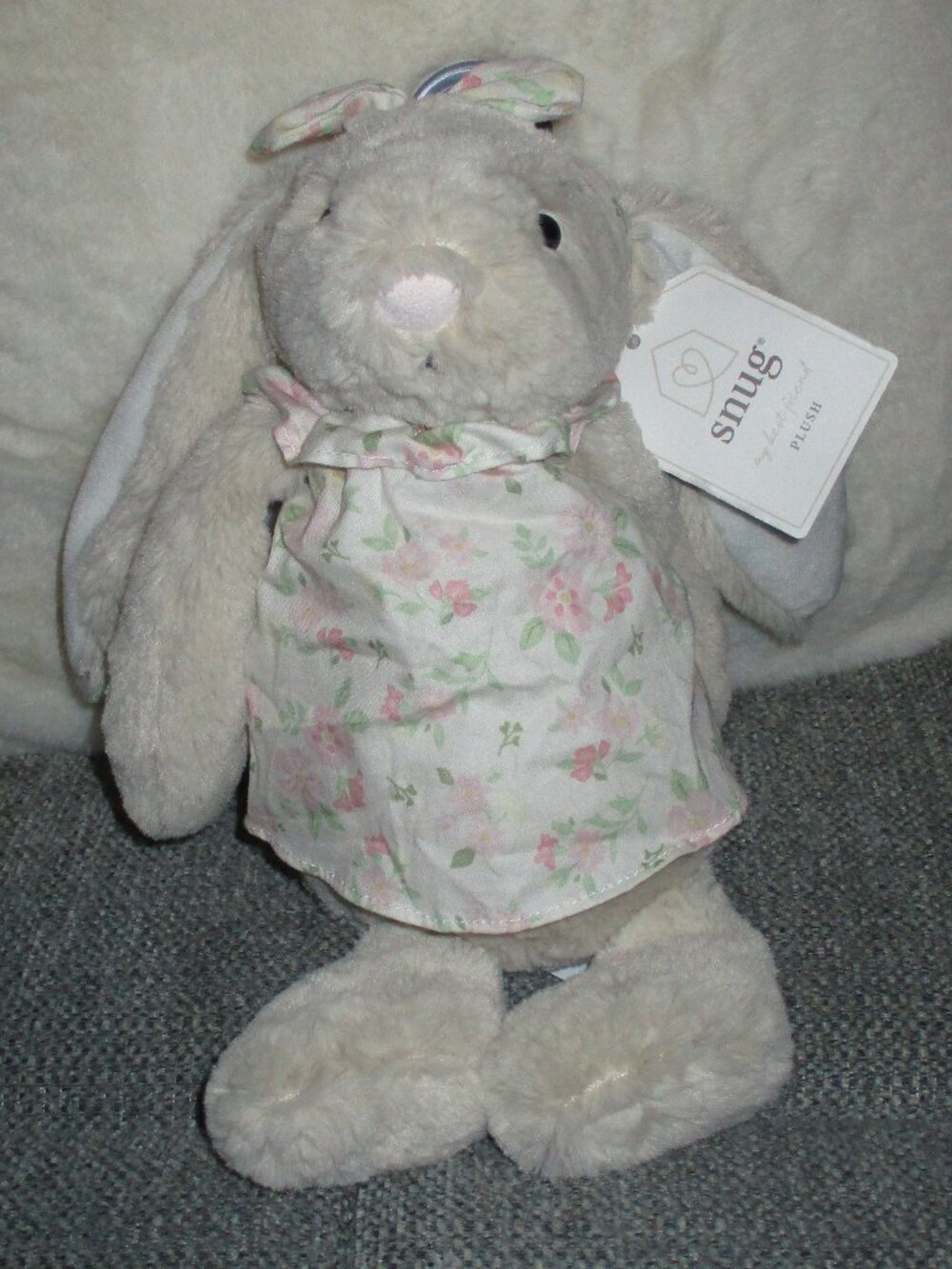 NWT Snug Floral Dress Beige Bunny Plush Soft Baby Toy Stuffed Animal Lovey 12"